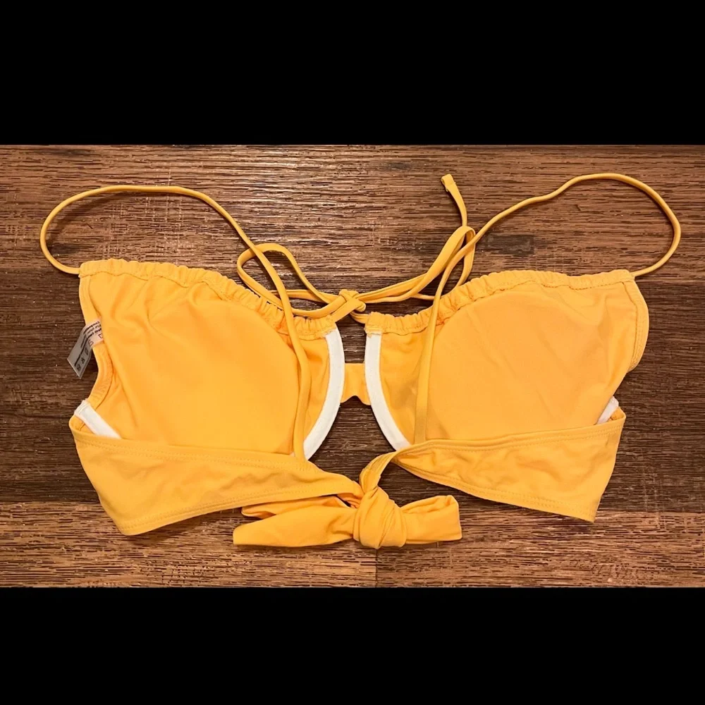 Yellow 2Pc Bikini Set Underwire Padded Top Back Cheeky Bathing Suit Sz L 8/10